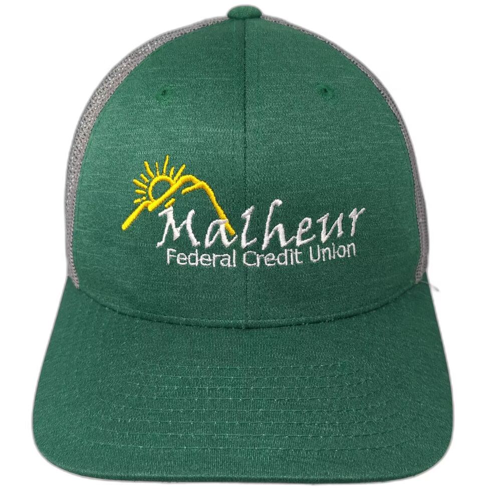 Team 365 Trucker Hat Green Gray OS Malheur Credit Union Embroidered Snapback